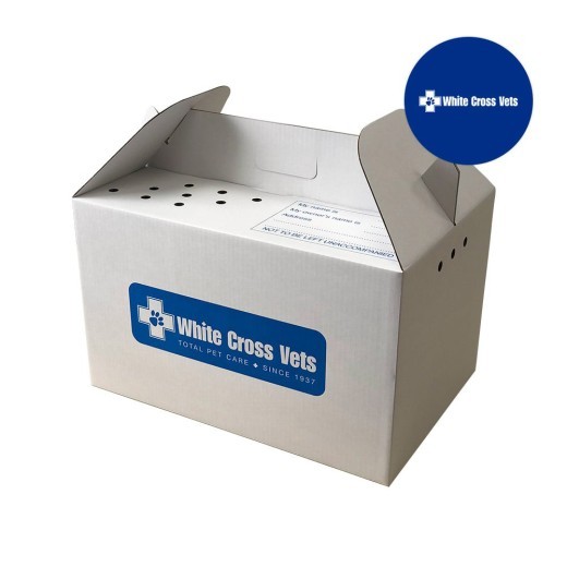 Branded Pet Carry Box For White Cross Vets